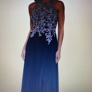 Mother of the bride/groom beautifully made gold rose gold beading front slit